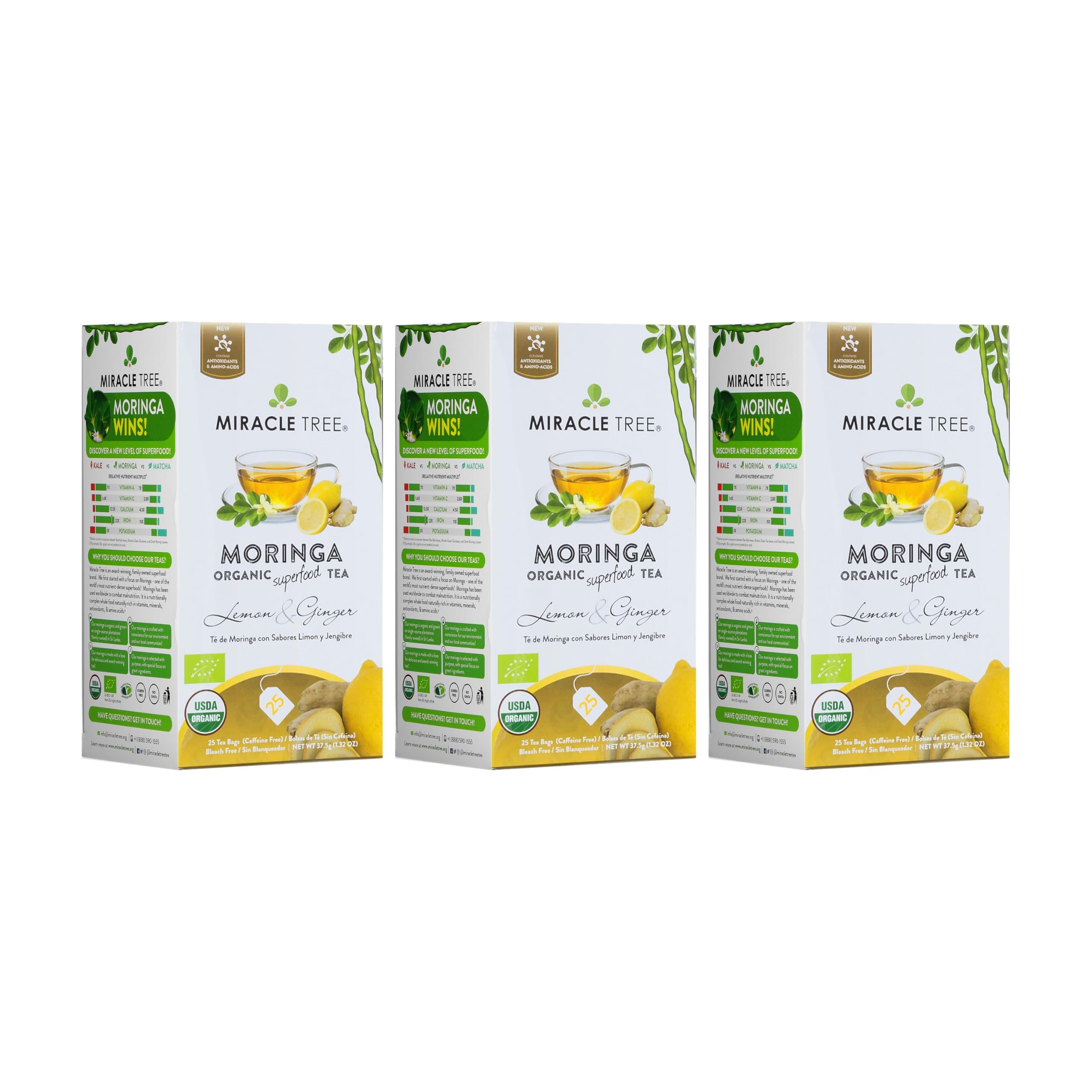 Amazon.com : Miracle Tree Organic Moringa Tea, Lemon Ginger